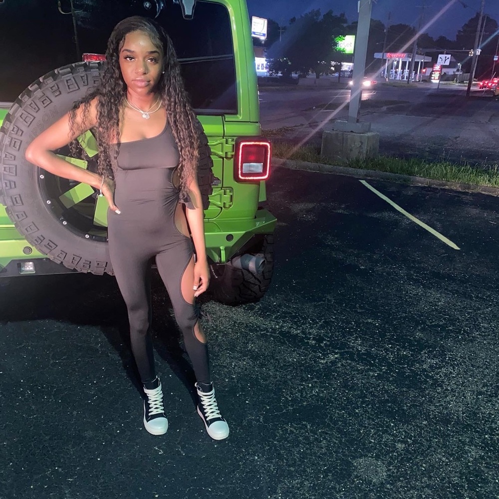 One shoulder black bodysuit